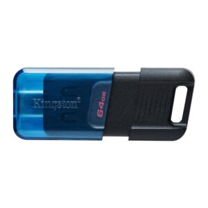 64 GB FLASH DRIVE KINGSTON DATATRAVELER 80 M (USB-C) (BLUE-BLACK) [DT80M/64GB]