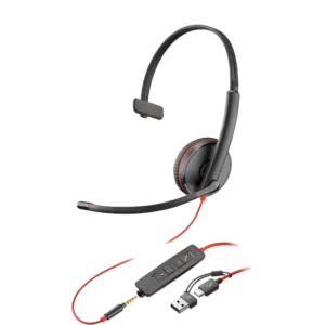 (8X227AA) Poly Blackwire 3215 Monaural USB-C Headset +3.5mm Plug +USB-C/A Adapter
( 2 Years Warranty)