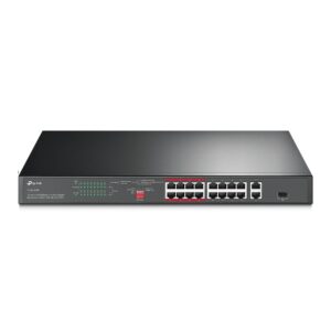 (TL-SL1218MP) TP-LINK SWITCH (สวิตช์) 16-Port 10/100 Mbps + 2-Port Gigabit Rackmount Switch with 16-Port PoE+